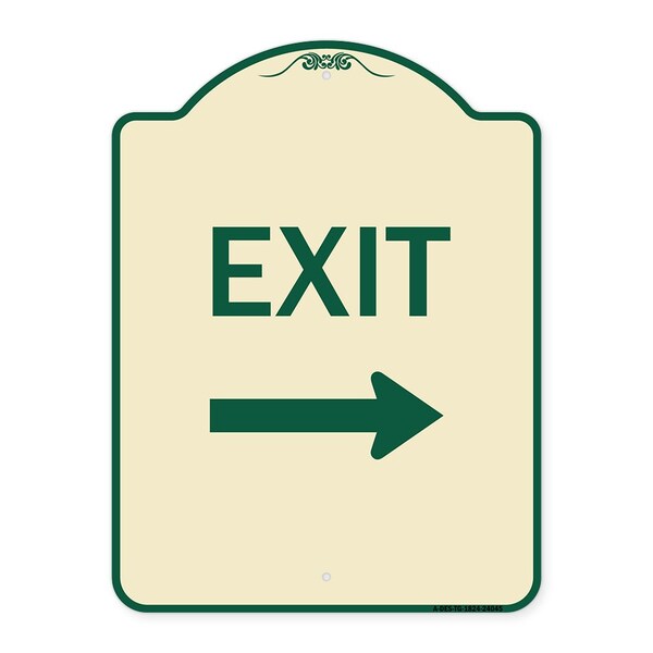 Exit With Right Arrow 3 Heavy-Gauge Aluminum Architectural Sign, 24" H, 18" L, TG-1824-24045